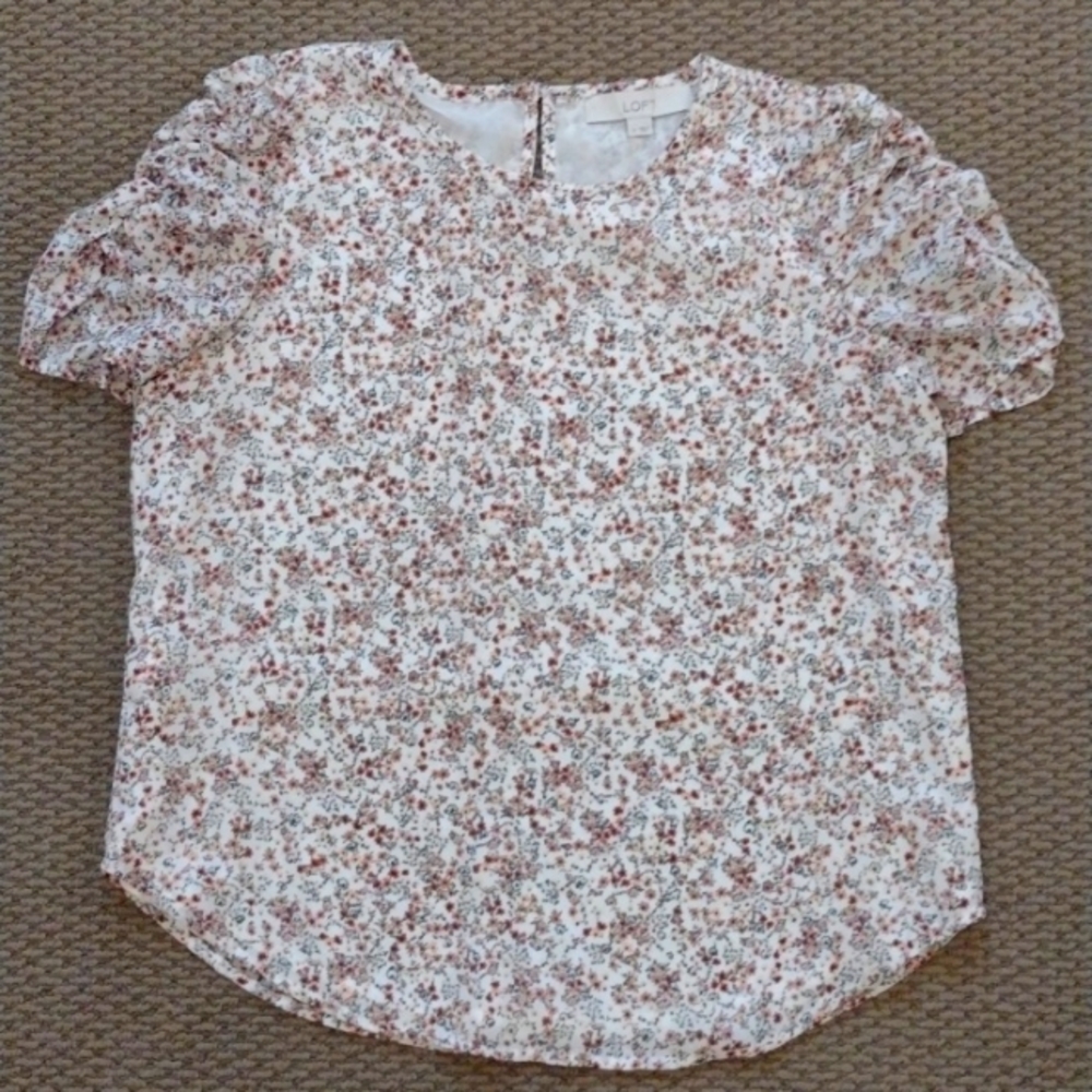 LOFT Floral Short Sleeve Blouse